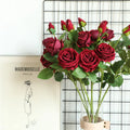 Wholesale 3 Heads Artificial Velvet  Rose Flowers for Home Wedding Decoration