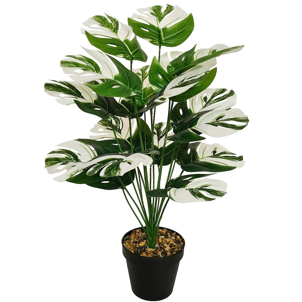 ZMHLHYJY High Simulation Elegant Large Plastic Artificial Tropical Monstera Palm Tree Leaves Home Decor Thanksgiving Easter