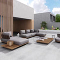 Rectangular Garden Indonesia Teak Soft Sofa Set Patio Rattan Teak Wood for Hotel Bedrooms Resort Furniture Outdoor Contemporary