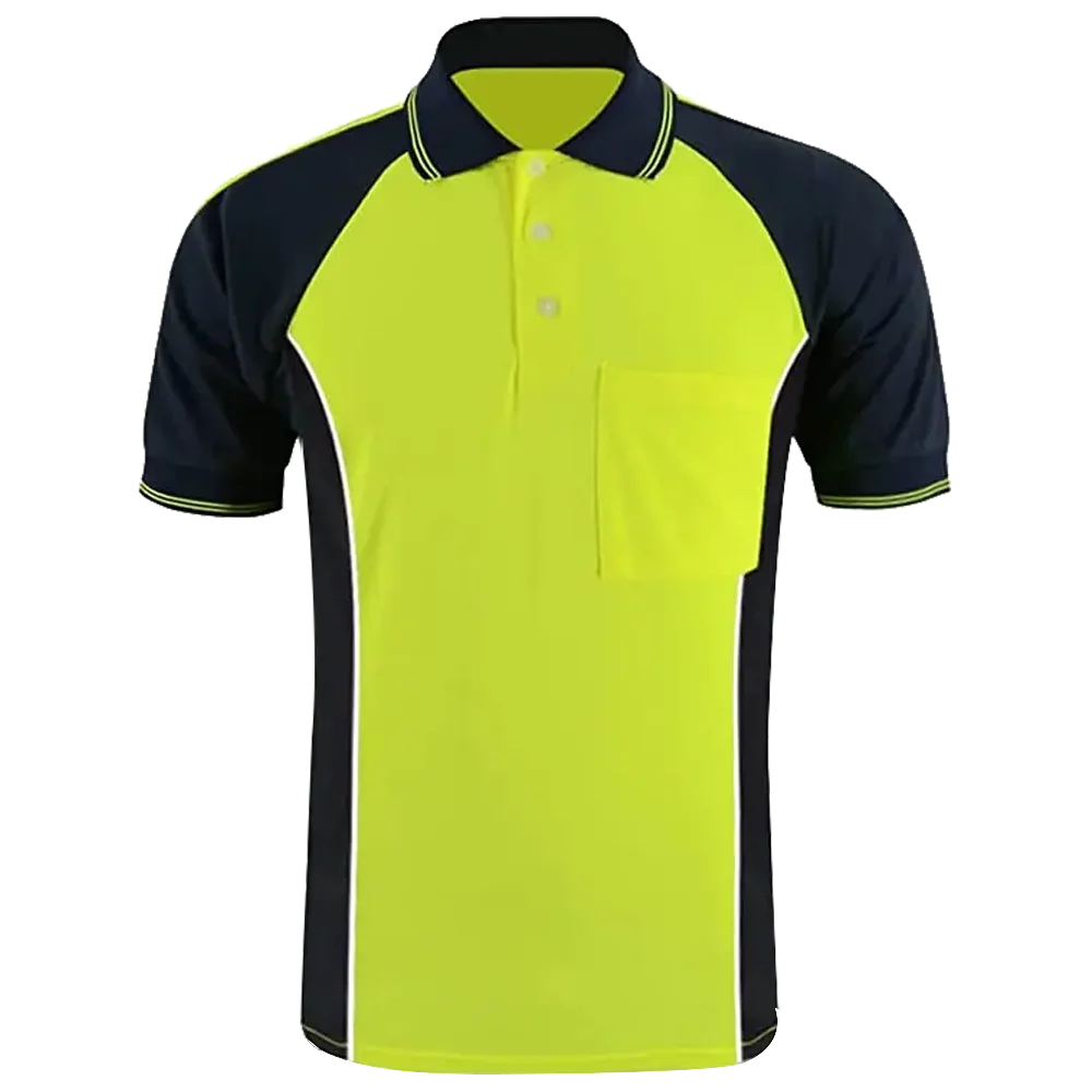 Retail Short Sleeve Fashion High Reflective Polo Shirt in Stock Hot Selling Fluorescent Color Breathable Reflective Polo Shirt