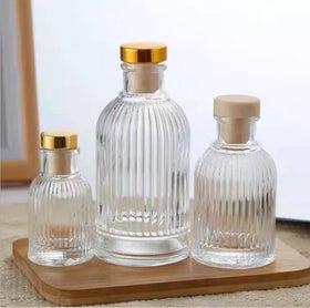 50ml 100ml 200ml Home Decoration Round Glass Aroma Diffuser Fragrance Bottles With Rubber Cork Stopper