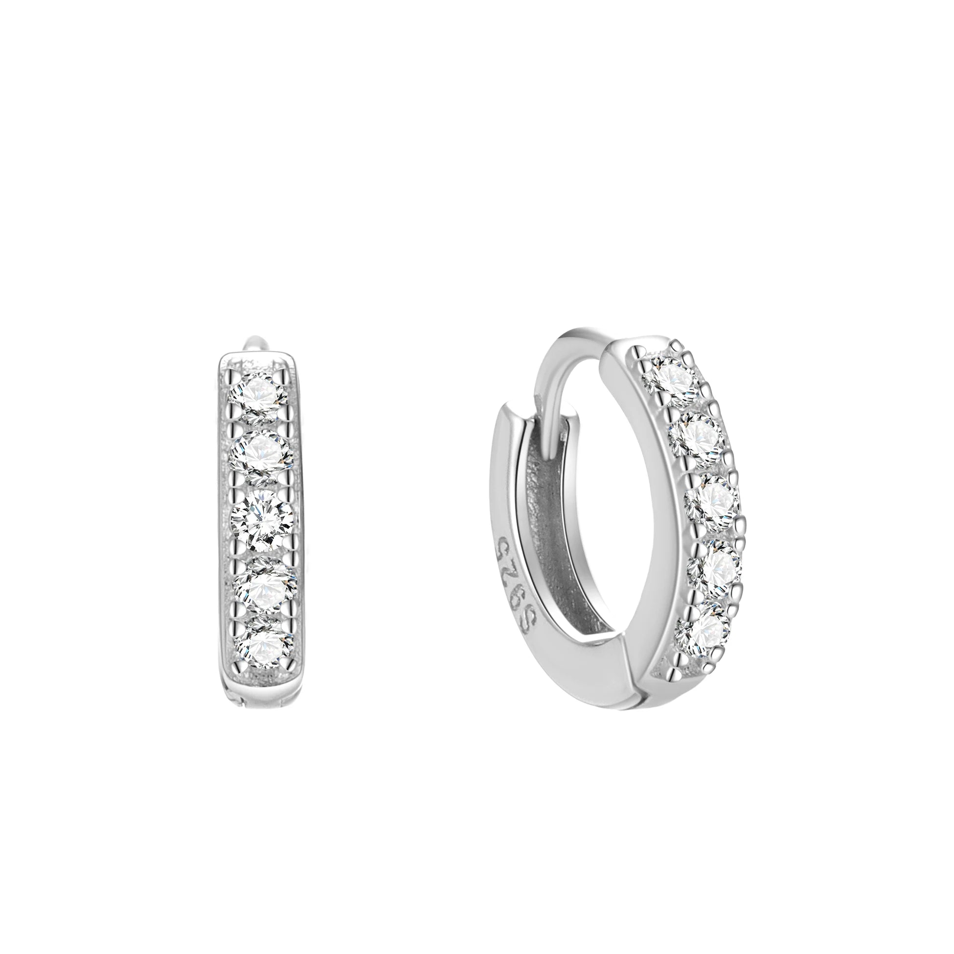 Classical Earrings 925 Sterling Silver Small CZ Full Paved Zircon Simple Round Circle Hoops for Women Men Fine Jewelry Wholesale
