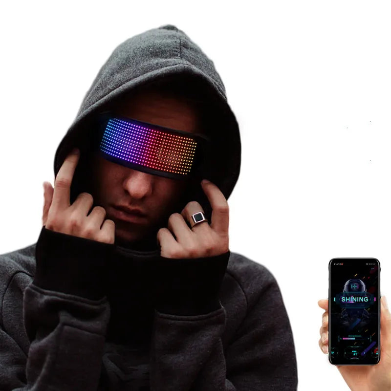 Newest APP Programmable Glasses Magic Flashing Light LED Glasses