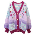 Women Fancy Yarn Sequins and Beaded Cardigan Thick Oversized Sweater for Winter