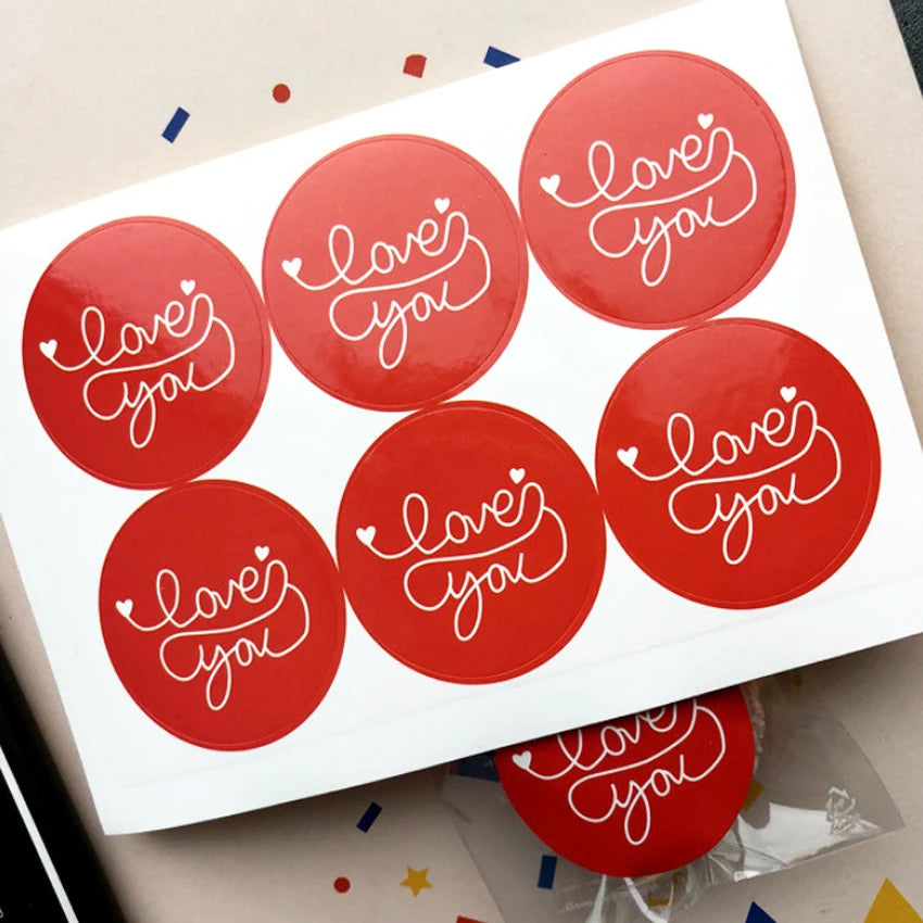 60pcs Per Pack Valentine's Day Red Bottom LOVE Sealing Sticker for Handmade Products Package Label