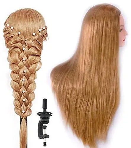 Mannequin Head With Hair Styling Training Head Manikin Cosmetology Doll Head Synthetic Fiber Hair Hairdressing