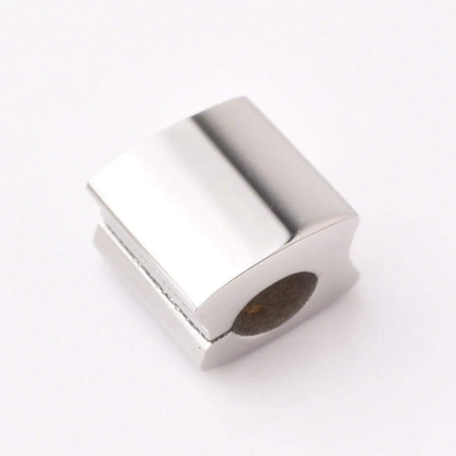 Custom Logo Stainless Steel Metal Square Solid Small Hole European Beads for Braided Bracelet