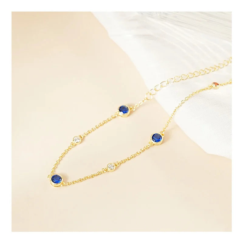 S925 Sterling Silver Bracelet Full Star Color Zircon Bracelet with Rhodium Plating for Gifts Parties Weddings-Bulk in Stock