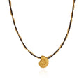 Summer Trendy 18K Gold Plated Stainless Steel Conch Pendant Necklace for Women Dainty Black Twisted Chain Rope Design Ocean