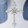 Sterling Silver Cross Design Dainty Pendant and Chain Necklace Moissanite Men Pendant for Couple Male Female