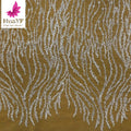 New Hot Sale African White 3d Silver Beaded Sequins Lace Wedding Bridal Dress Fabric for Show 5 Yards HY1497-3