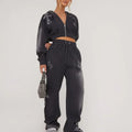 Custom Comfortable Fit Stylish Patch logo Hoodie Print Pant Track Set for Women