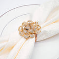Hot Sell Custom Gold Rhinestone Napkin Holder Flower Napkin Rings for Wedding