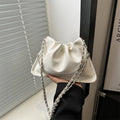 Simple Chain Women's Retro Shoulder Bag Solid Colour Female Simple Crossbody Bags Soft PU Leather Ladies Tote Purse Handbags