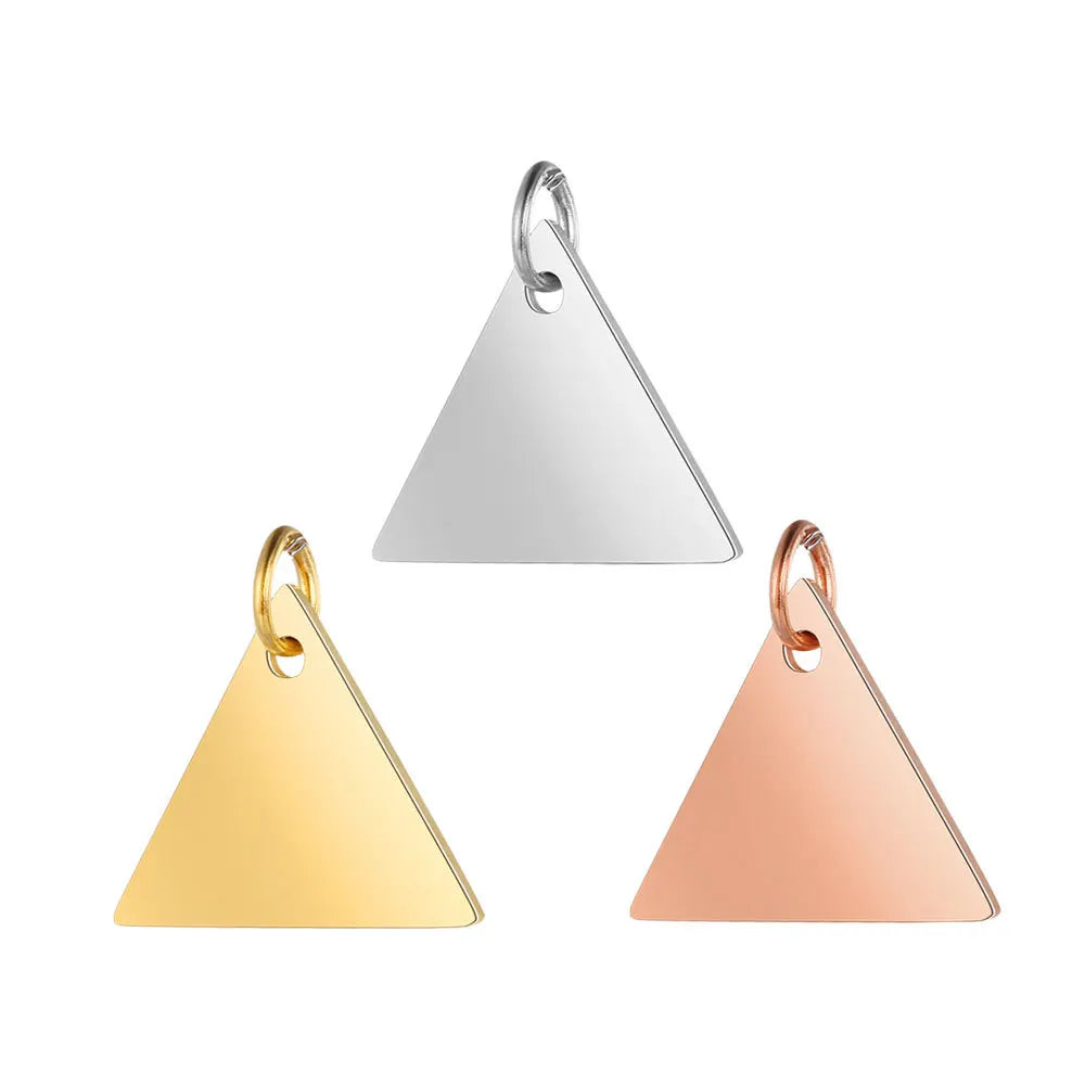 Stainless Steel Highly Polished Gold Plated Necklace Bracelet Accessories Triangle Shape Charm Pendant MegaBDM