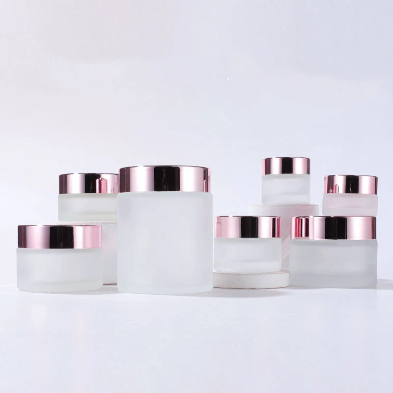 30g Frosted Round Glass Jar With Rose Gold Lid Travel Size 15g Cosmetic Containers Pot for Eye Gel Face Cream Beauty Products