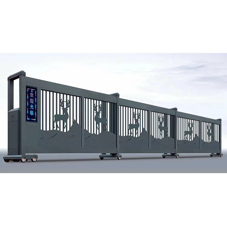 Custom Laser Cut Main Gate Aluminum Gate Design Aluminum Metal Trackless Sliding Gate Automatic