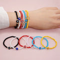 Jingcan Crystal Handmade Women Crystal Glass Beaded Bracelet Elastic Evil Eye Bead Bracelet
