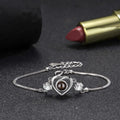 DAIHE 925 Sterling Silver I Love You 100 Language Bracelet Heart Charm Custom Photo Projection Bracelet for Women