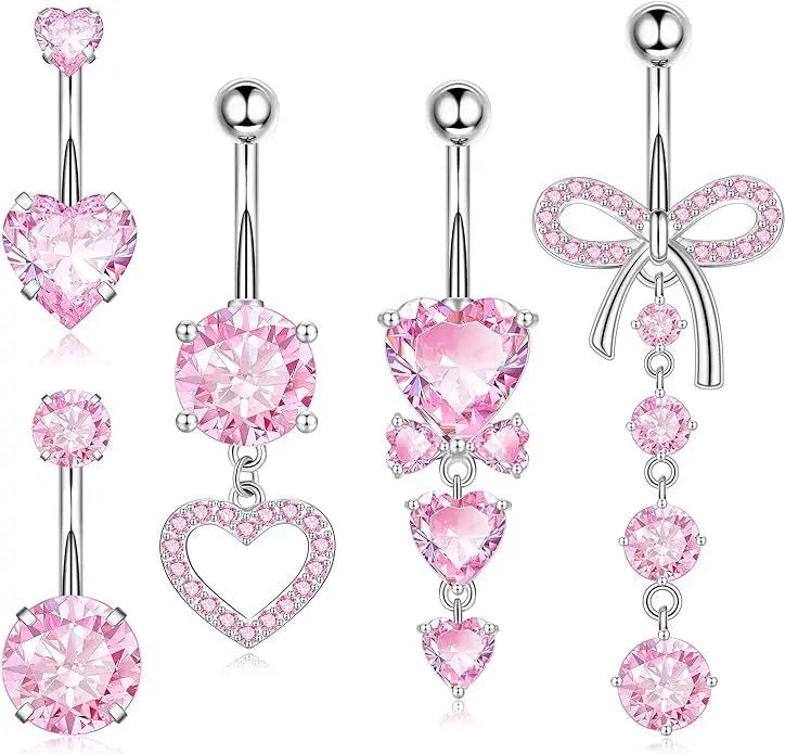 Exquisite Stainless Steel Jewelry Fashion Navel Ring Superflash Zircon Navel Nail Human Belly Piercing Jewelry Set