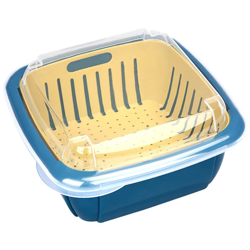 Household Hot Selling 3 in 1 Kitchen Colander Strainer Bowl Set with Lid Household Double-Layer Drain Basket