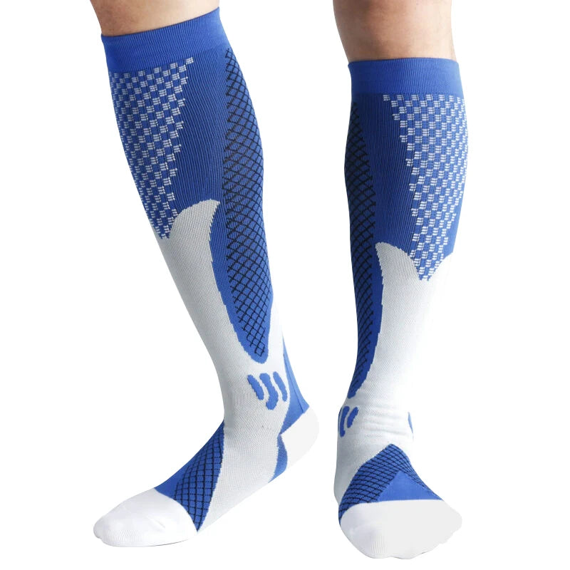 In Stock Solid Colour Men's Sports Super Elastic Arch High Knee Sports Football Compression Socks Running and Football