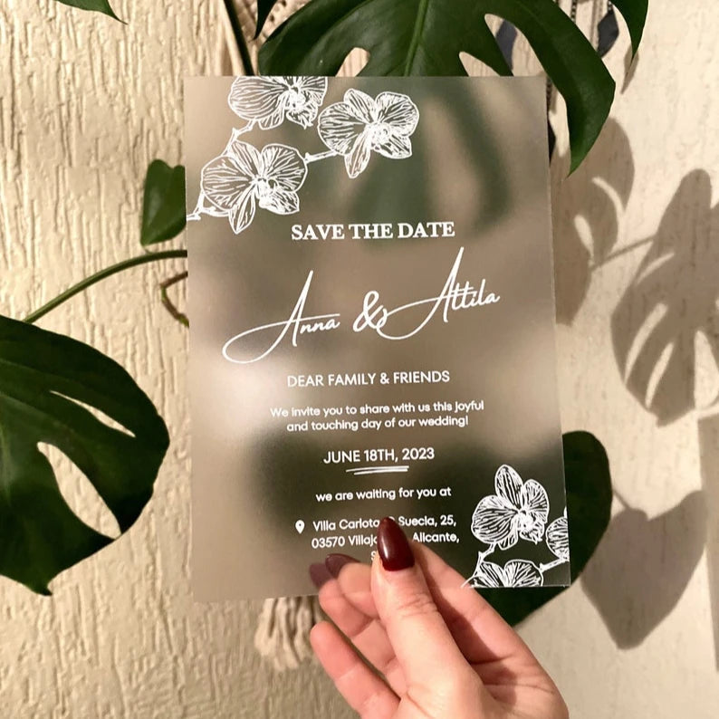 Personalized 1mm Frosted Acrylic Wedding Invitation Carte Dinvitation Mariage Plexiglass for Faire Part Mariage Invitation
