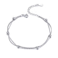 925 Sterling Silver Minimalist Charm Bracelet for Girls Fine Simple Chain with Little Beads Adjustable & Hypoallergenic