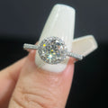 Fine Jewelry Brilliant Round Cut Halo Diamond Moissanite VVS 1 2 3 Ct Carat Solid 925 Sterling Silver Wedding Ring for Women