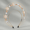 Mary Halo Crown Headpiece Gold Flowers Pearls Goddess Headband Festival Flower Handmade Leaves Hair Accessories for Wo