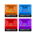 Custom Logo QR Code Barcode Label Scratch Glitter Holographic Stickers Scratch Coating Laser Hologram Labels for Packaging