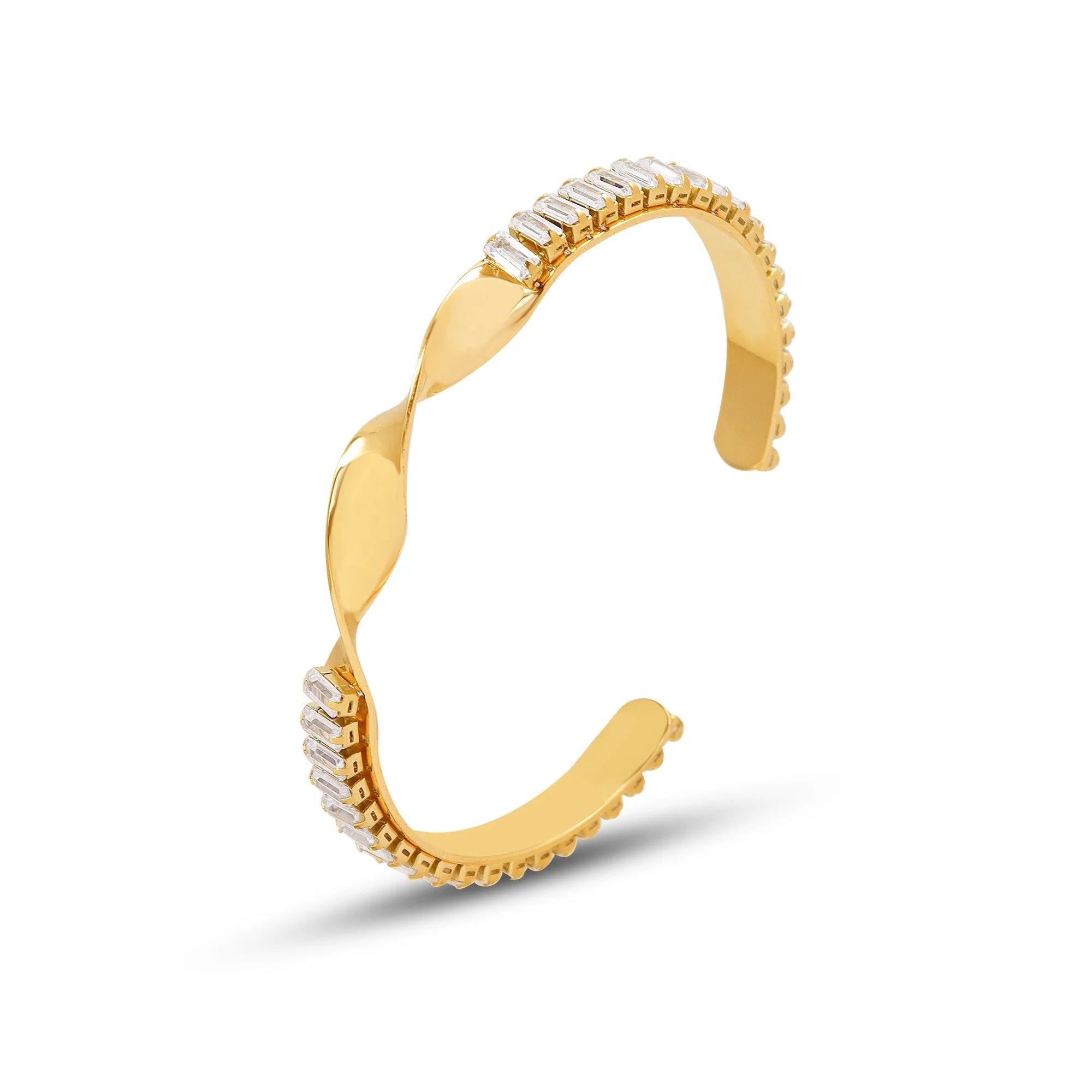Hot Selling Zircon Encrusted Open Cuff Bracelets 18K Gold Plated Bracelet Bangle Zircon Bracelet for Women