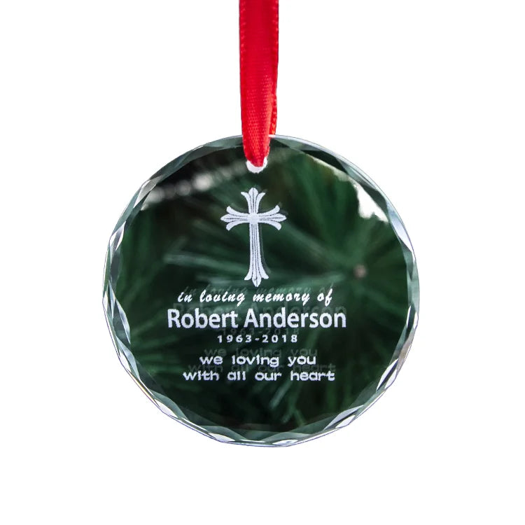 Small Bridge Hot Sale Custom Christmas Tree Ornaments Decoration Crystal Glass Ornaments Gifts Engraving Technique