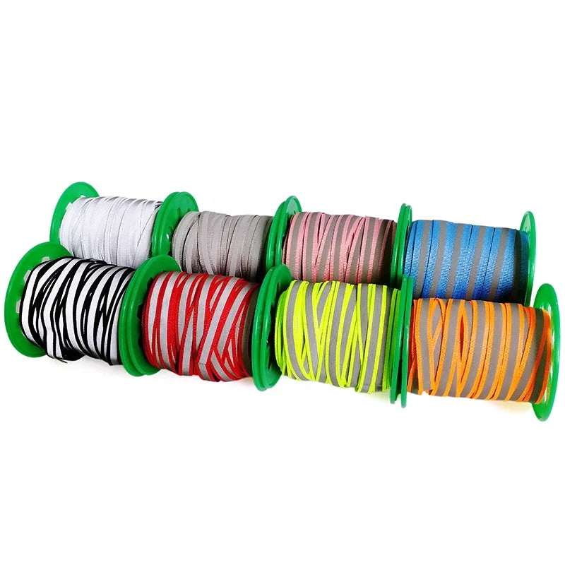 Elastic Reflective Strip Ribbon Webbing Polyester Tape for Warning Garment Bags Shoes Home Textiles