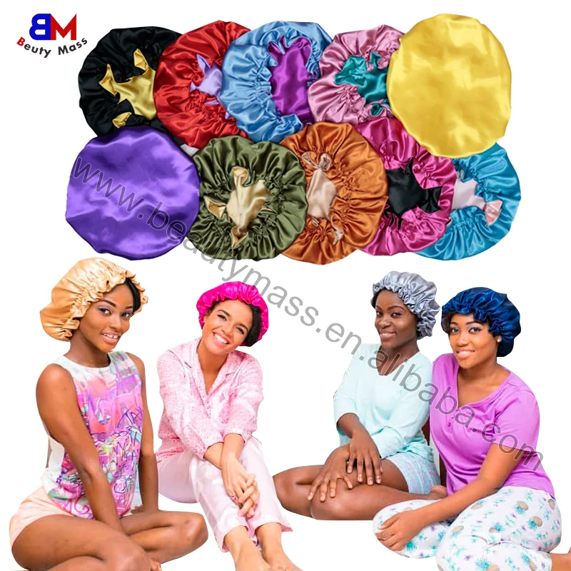 Reversible Satin Bonnets 2 Colored Satin Bonnet With Elastic Band Double Layer Silky Satin Bonnet for Natural and Curly Hair