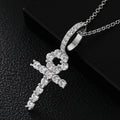 Wholesale Shining Gemstone Jewelry 925 Sterling Silver VVS Moissanite Diamond Ankh Cross Pendant Necklace