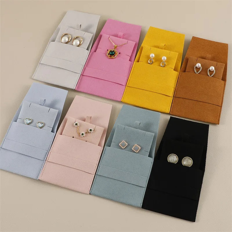 Wholesale Pink Microfiber Button Pouch Small Jewelry Packaging with No Logo for Gifts