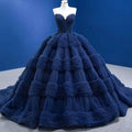 Jancember RSM67372-1 Navy Ruffle Sweetheart Party Ball Gown Evening Prom Dresses