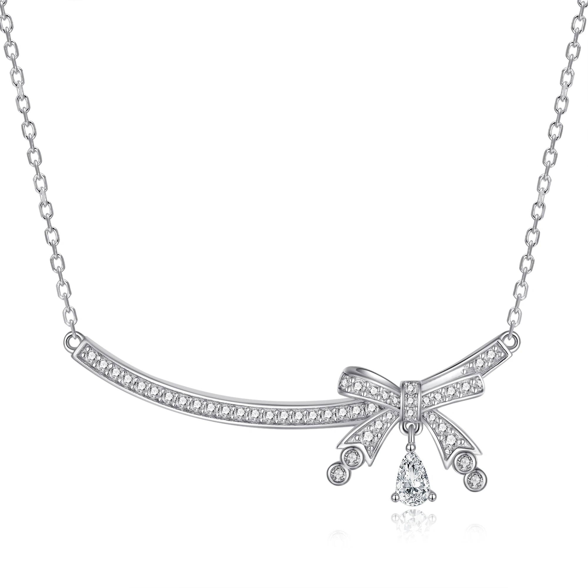 Hot Selling 925 Sterling Silver Zirconia Heart Necklace Elegant Lady Pendant Anniversary Gift