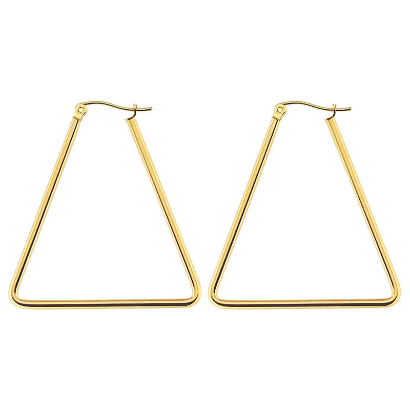 Earring Hypoallergenic Jewelry Stainless Steel Golden Triangle Hoop Earrings