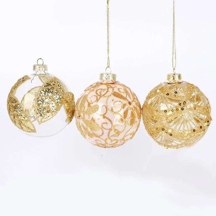 Wholesale Personalized 8cm 10cm 15cm Decorative Hanging Ornaments Clear Golden Luxury Christmas Balls