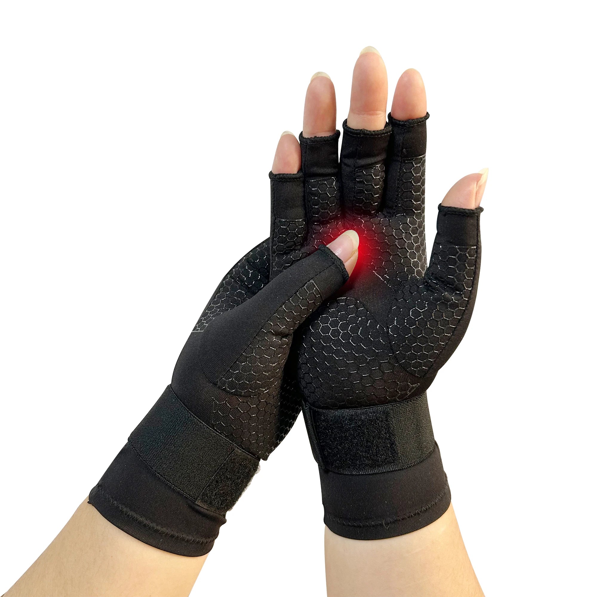 Custom Gym Sport Work Half Finger Recovery Compression Gloves Breathable Copper Hand Arthritis Gloves