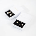 9x9x3.2cm Customized Gold & Silver Stamped MOQ 100 Personalized Design Paper Jewelry Box Package for Necklaces Bracelets & Rings