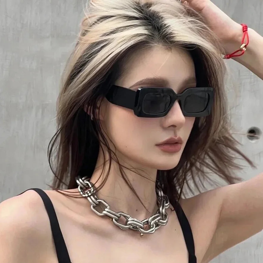 Fashion Plastic Vintage Candy Color Lens Rectangle Trendy Women Men Shades Jelly Color Sun Glasses Sunglasses 2023