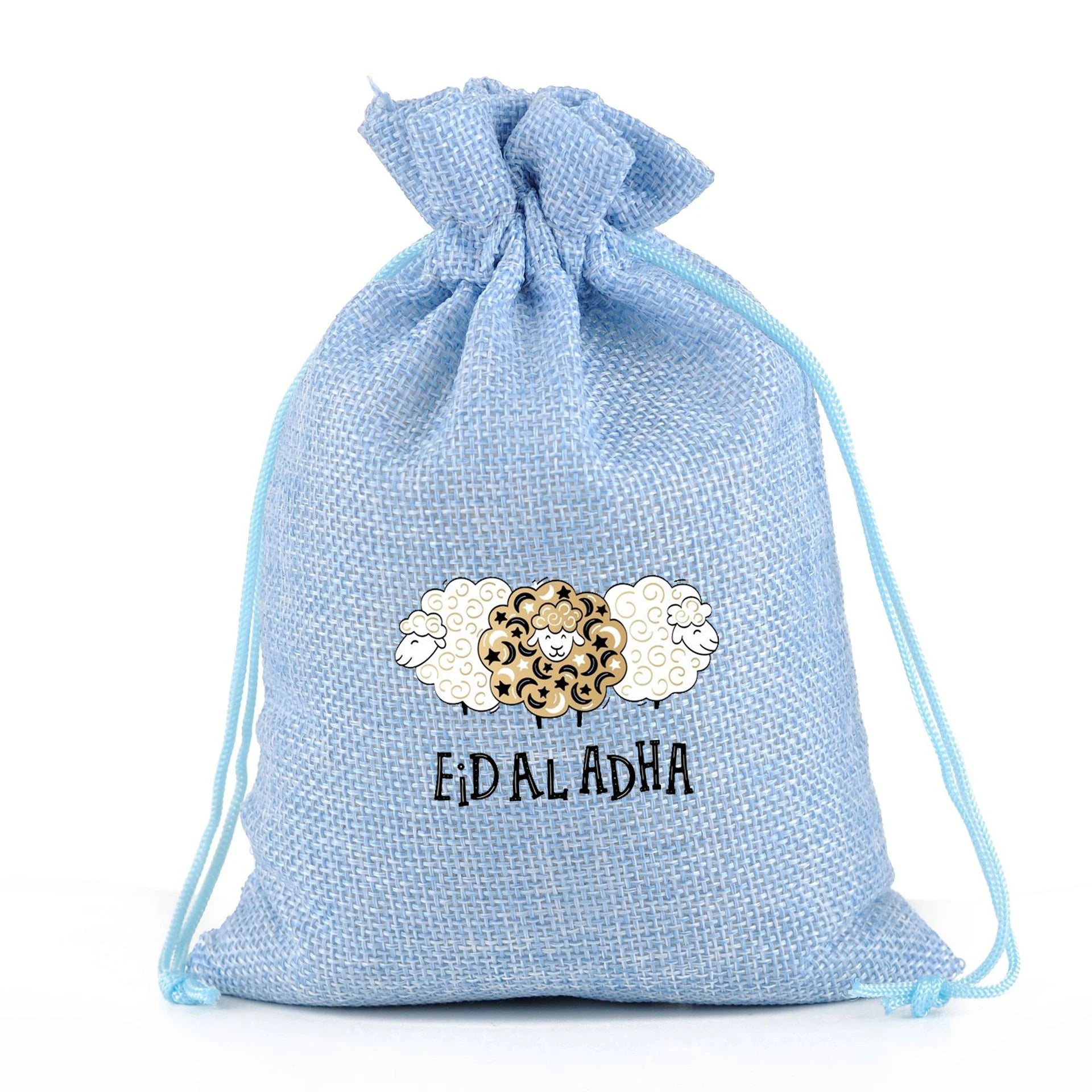 2025 Ramadan Sale Custom Logo Tote Bag Small Drawstring Cotton Prayer Beads Muslim Bag with Tag