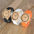 For Fashion Sport Bamboo Wood Watch 44mm 20mm Pointer Dial Colorful Silicone Strap Quartz Movement MegaBDM