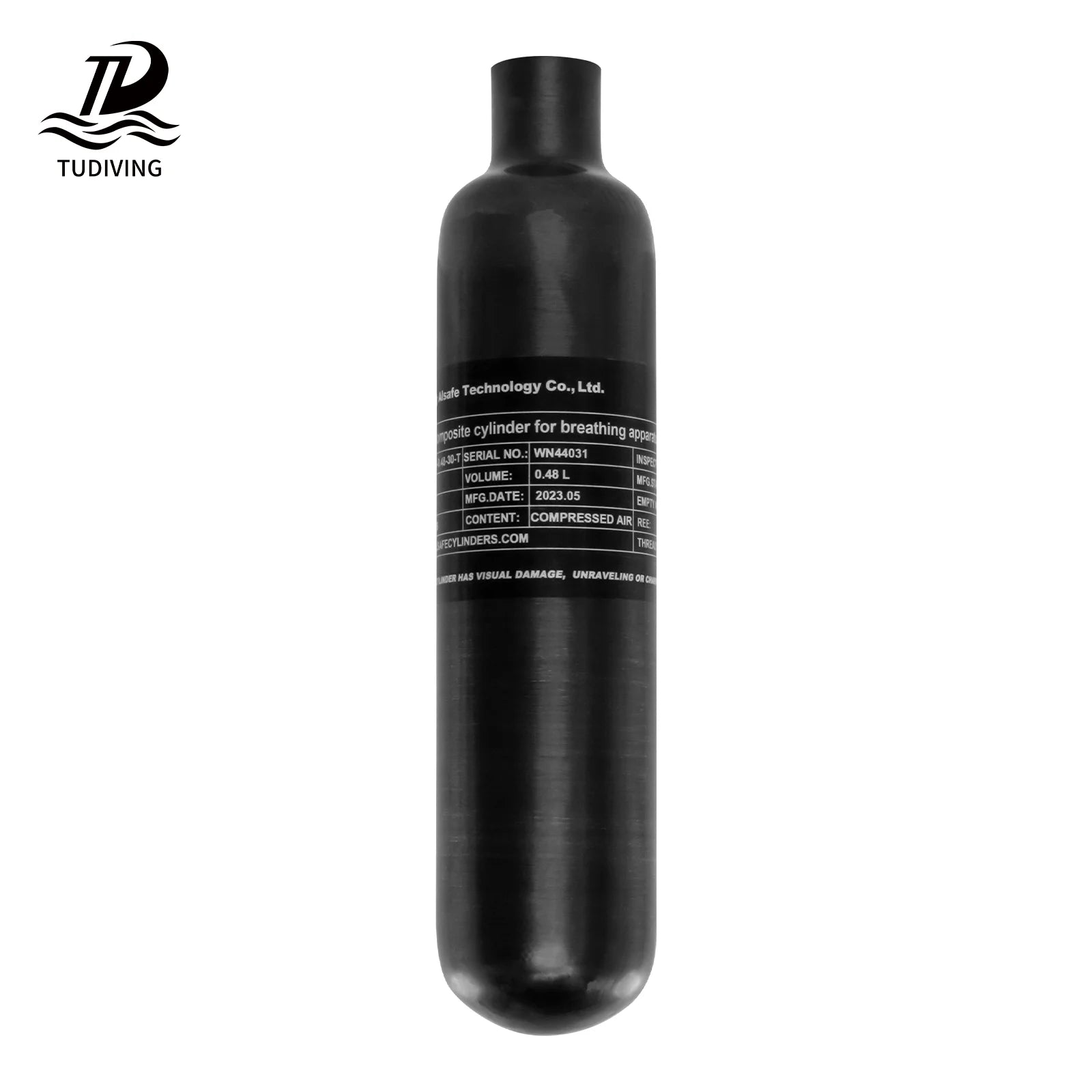 TUDIVING Chinese Factory Low Price CE OEM 0.48L 4500Psi 300Bar High Pressure Firefighting Carbon Fiber Air Tank for Scuba Diving