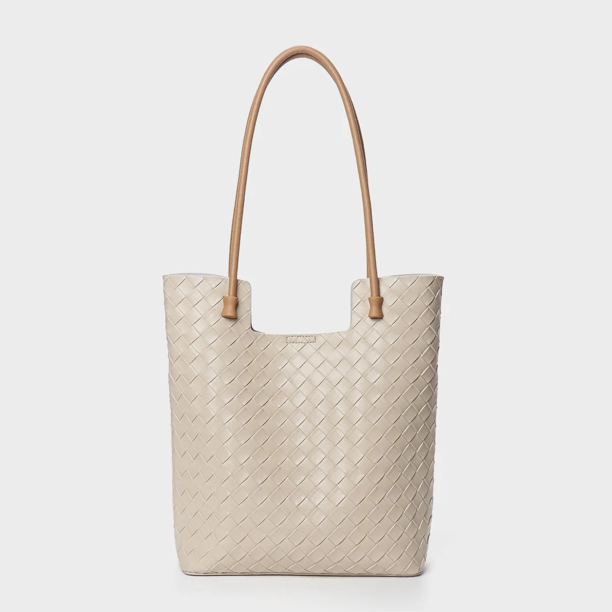 Knitting Tote Bags for Women Genuine Leather Shoulder BagLarge Capacity Handbag