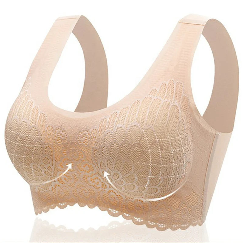 Plus Size Push up Bralette Seamless Bras for Women Brassiere Bra Vest Gathers Shock-proof Pad High Quality Latex Ladies Adults