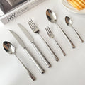 Luxury High Quality 304  Stainless Steel Silver Metal Hotel Unique Elegant Fork Knife Spoon Cutlery Flatware Sets 5 for Wedding